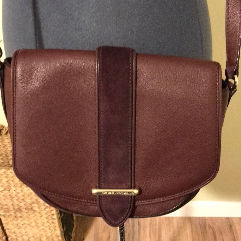 Kate Spade wine color leather and suede crossbody